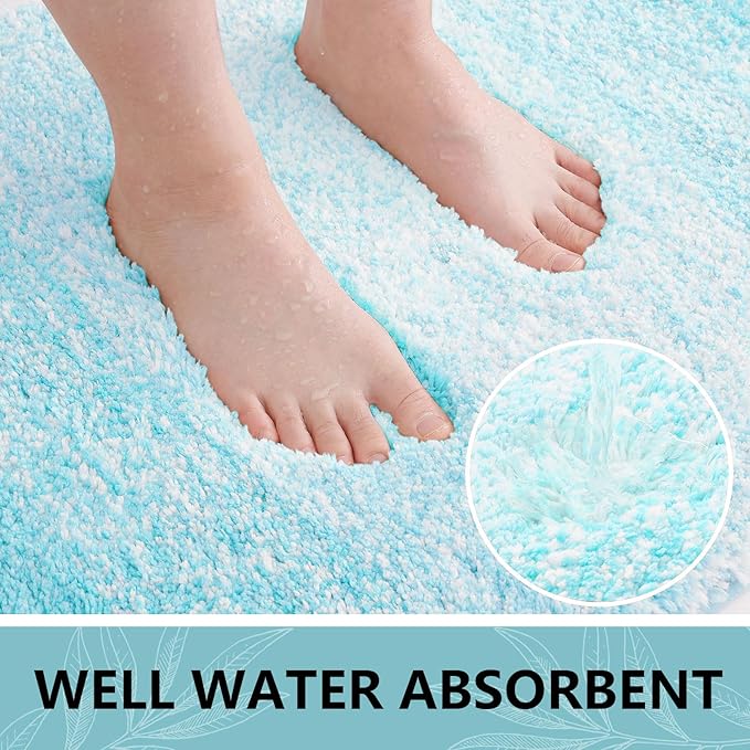 Arotive Microfiber Bathroom Rugs, Shaggy Soft and Absorbent Bath Rug, Non-Slip, Thick Plush Machine Washable Dry Bath Mats for Bathroom, Tub and Shower, 30x20, Sky Blue, Rectangular