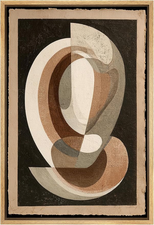 SIGNLEADER Framed Canvas Print Wall Art Vintage Brown Layered Geometric Abstract Illustration Modern Art Decorative Zen for Living Room, Bedroom, Office - 24"x36" NATURAL
