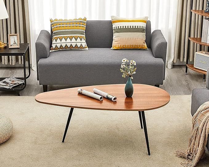 SAYGOER Mid Century Modern Coffee Table for Living Room Rustic Oval Coffee Table Small Retro Accent Sofa Center Table for Living Room,22.2" D x 42.5" W x 17.1" H, Walnut Oak | Mid Century Modern, for Living Room, Small, Rustic, Retro, Accent