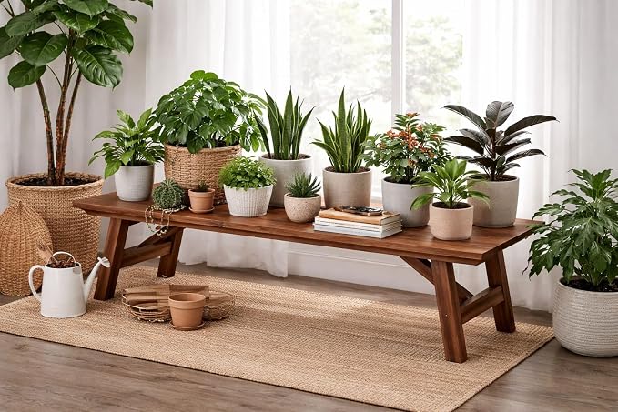Boraam Rasmus Accent Plant Table - Chestnut Wire-Brush Finish