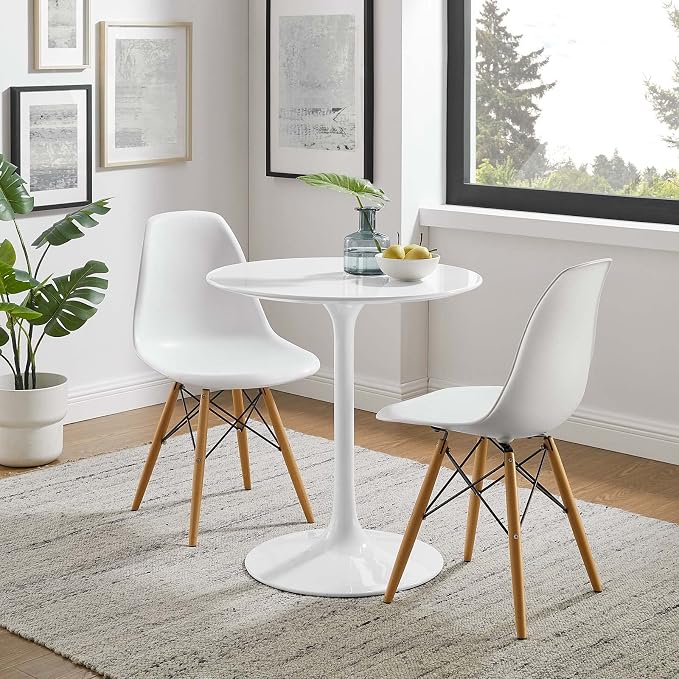 Modway Lippa Round 28" Mid-Century Modern Dining Table in White