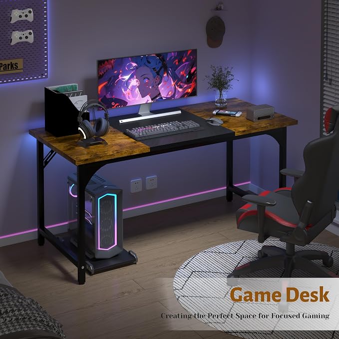 AZN 47 X 24 inch Computer Desk w/Deeper & Thicker Desktop, Office Desk w/Sturdy Metal Frame, Modern Simple Desk w/Large Legroom, Study Gaming Writing Work Desk for Home Office, Bedroom