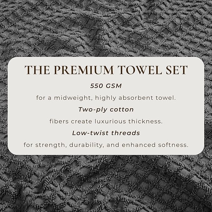 Great Bay Home Dark Grey Face Washcloth - 100% Cotton - Absorbent, Durable, Quick-Dry Face Towel for Bathrooms (Dark Grey, 13" x 13")