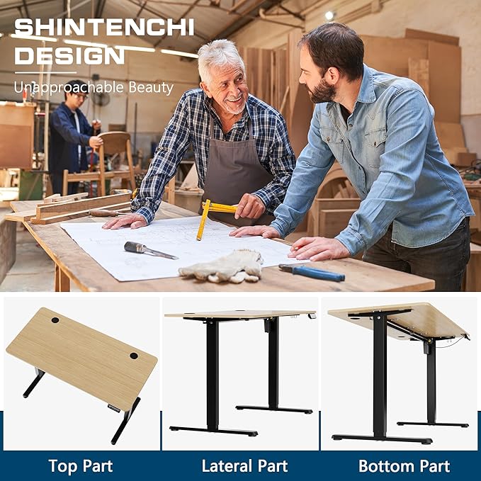 Shintenchi Standing Desk, 63x24 Inch Height Adjustable Electric Sit Stand up Desk, Ergonomic Rising Computer Table, Modern Lift Gaming Desk Workstation for Home Office, White
