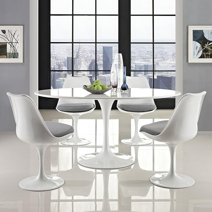 Lippa 60" Oval Wood Top Dining Table - White