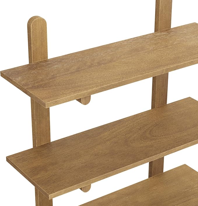 Nathan James Frankie Mid Century 3-Tier Wall Mounted Wood Shelf, Modular Wall Shelving with Solid Wood Support Frame, Light Brown