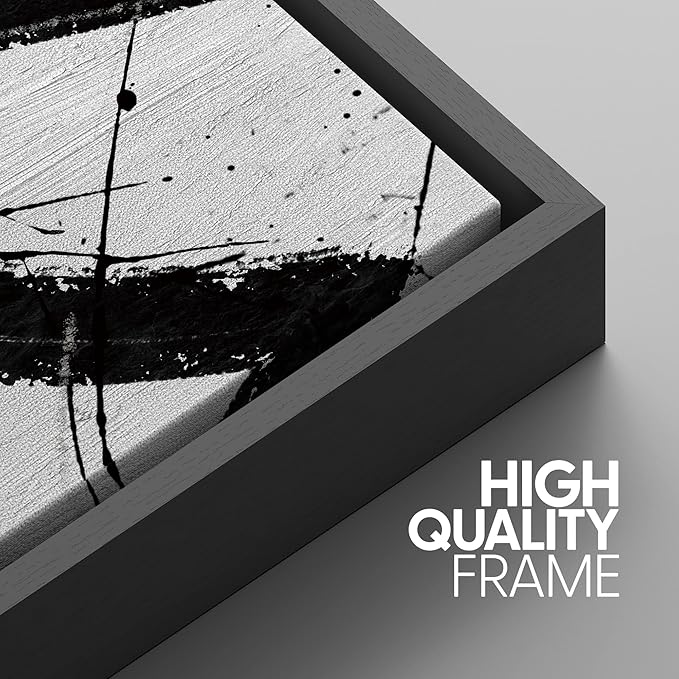 SIGNWIN Framed Canvas Print Wall Art Set Geometric Duotone Ring Landscape Graffiti & Street Art Abstract Illustrations Modern Art Decorative Nordic for Living Room, Bedroom, Office - 24"x36"x3 Black
