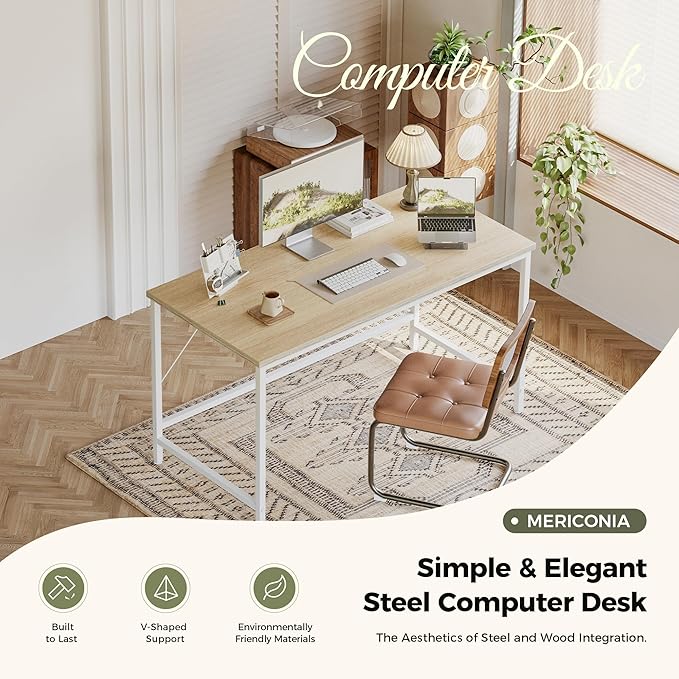 Mericonia 40 inch Computer Desk, Gaming Desk for Small Spaces, Modern Simple Style Table for Home Office, Study Student Writing Table