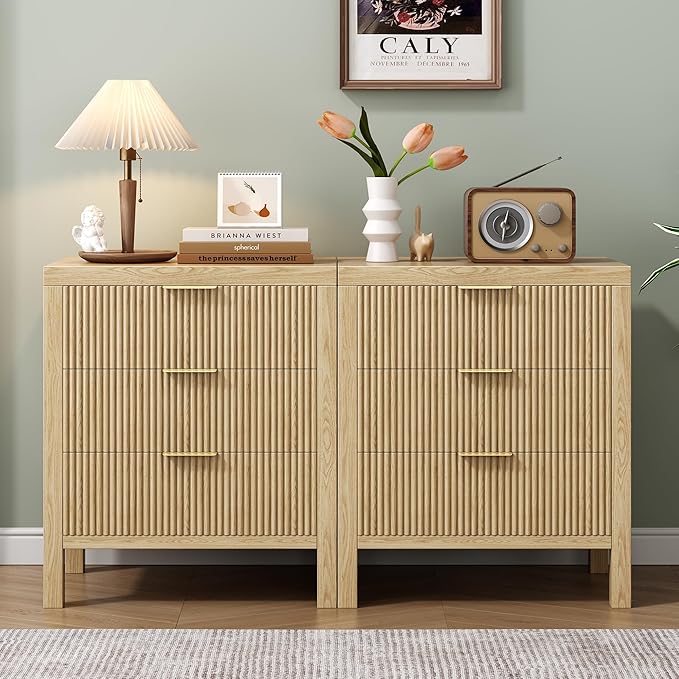 Nightstand, Small Nightstand for Bedroom, Modern Bedside Table with Wooden Frame, Dresser with 3 Drawers, Bedside Furniture, Night Stand, Natural