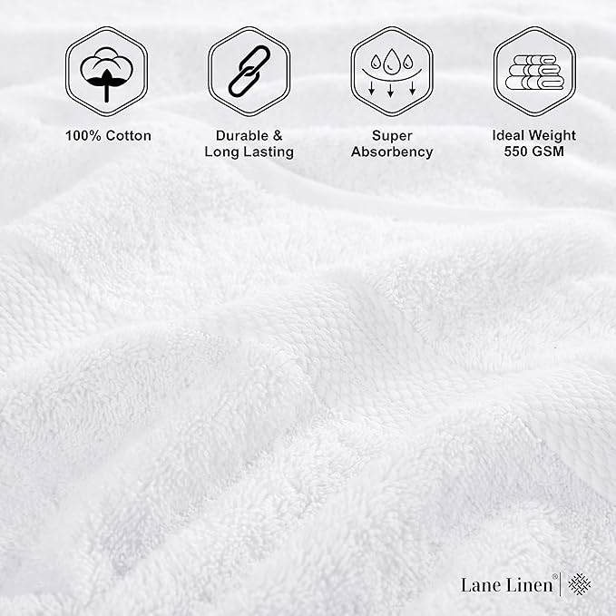 LANE LINEN 100% Ring Spun Cotton Bath Sheets - 2 Pack (35"x66") - Fade Resistant, Quick Dry & Highly Absorbent - Extra Large Bath Towels, Premium Hotel Quality Luxury Towel Sets - White Bath Towels