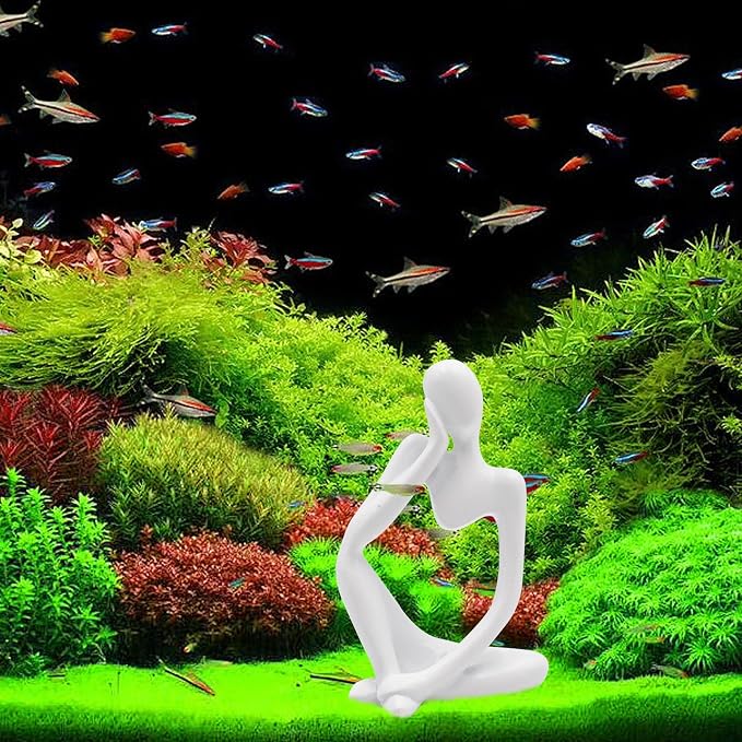Thinker Statues and Sculptures, Resin Thinker Statue Ornaments, Abstract Style Sculptures, Housewarming Gifts, Housewarming Decorations, Living Room Dining Desk Decorations (White Right, Small)