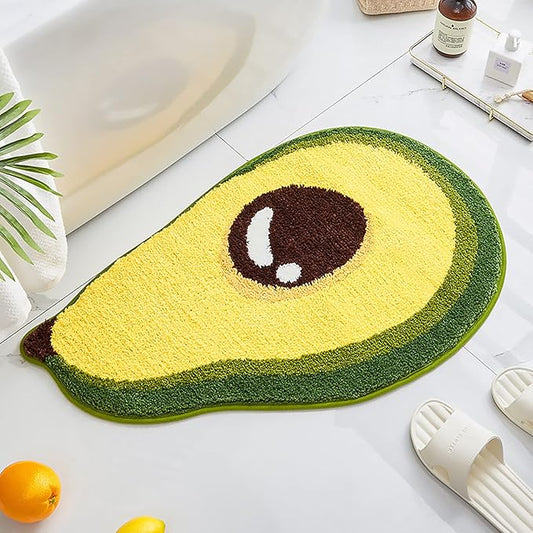 Ukeler Cute Avocado Shape Bath Rug for Kids Non Slip Absorbent Bathroom Mat Washable Shaggy Kids Bedroom Decor Bathroom Door Mat 19.7''x31.5''