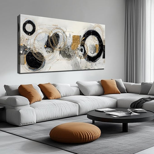 Black White and Gold Prints Wall Decor for Bedroom Abstract Poster Wall Art for Office Large Wall Art for Living Room Size 29 x 58 Inch