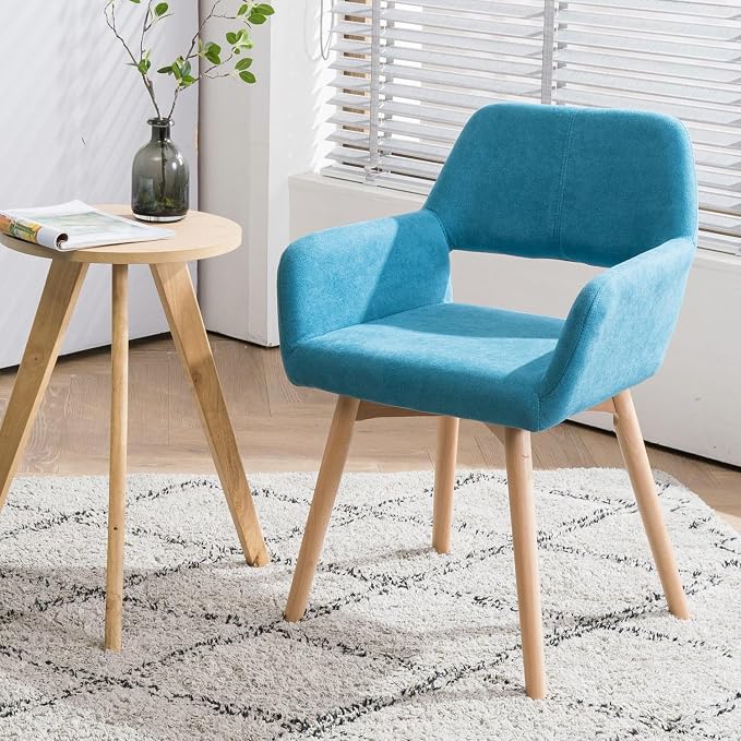 Mid Century Modern Dining Chairs Set of 4 & 2 & 6 Comfy Accent Chair Upholstered Kitchen Dining Living Room Chairs for Bedrooms Waiting Room Home Arm Desk Chair No Wheels (Teal, 4)