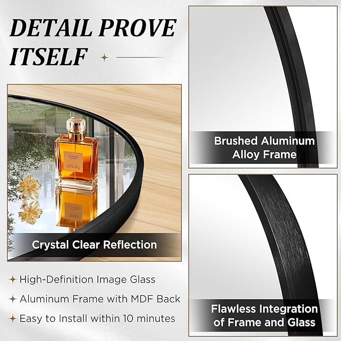 Irregular Wall Mirror, 26"x43" Black Abstract Asymmetrical Mirrors for Wall, Decorative Cloud Aesthetic Mirror for Bathroom, Bedroom, Cloakroom, Entryway, Shatter-Proof Aluminum Alloy Frame