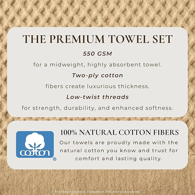 Great Bay Home Oversized Bath Sheets - 100% Cotton 2 Pack 68x35 Extra Large Towel - Absorbent, Durable, Quick-Dry Towels for Bathroom (Oatmeal)