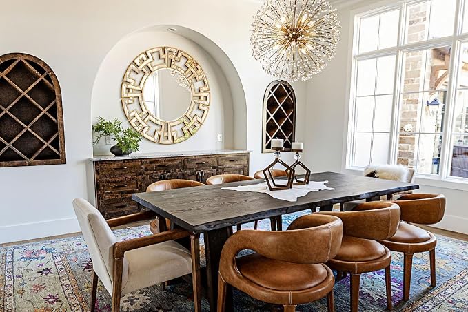 Chende Large Round Mirror, 40'' Modern Living Room Mirrorr with Beveled Glass Edge, Gold Decorative Wall Mirror with Wooden Frame for Dining Room, Entryway, Mantel, Bathroom
