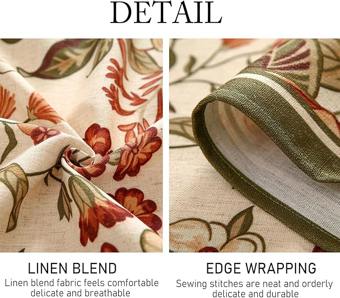 ISAENNE Designer Bohemian Linen Small Rectangular Tablecloth,Colorful Floral Pattern Table Cloth,Wrinkle Resistant Decorative Tablecloths for Dining Thanksgiving Kitchen Party,55"*71"-Grace A