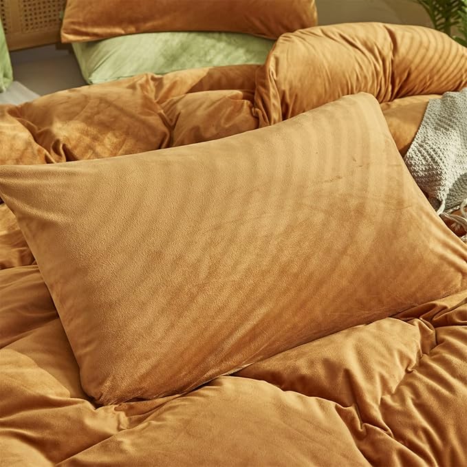Pureant Pumpkin Comforter Set Queen Burnt Orange Velvet Bedding Comforters Women Girls Solid Terracotta Aesthetic Flannel Quilts Soft Warm Light Caramel Plush Blanket Sherpa Luxury Shaggy Cinnamon Bed