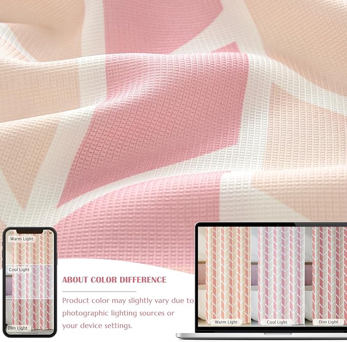 jinchan Pink and White Geometric Shower Curtain Chevron Arrow Farmhouse Shower Curtains for Bathroom Modern Waterproof Fabric with 12 Hooks 70x72 Inches