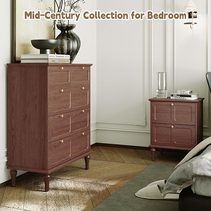 ARTPOWER 5 Drawers Dresser for Bedroom, 40" Tall Wood Mid Century Modern Chest of Drawers, Closet Clothes Storage Organizer for Living Room, Hallway, Entryway, Brown