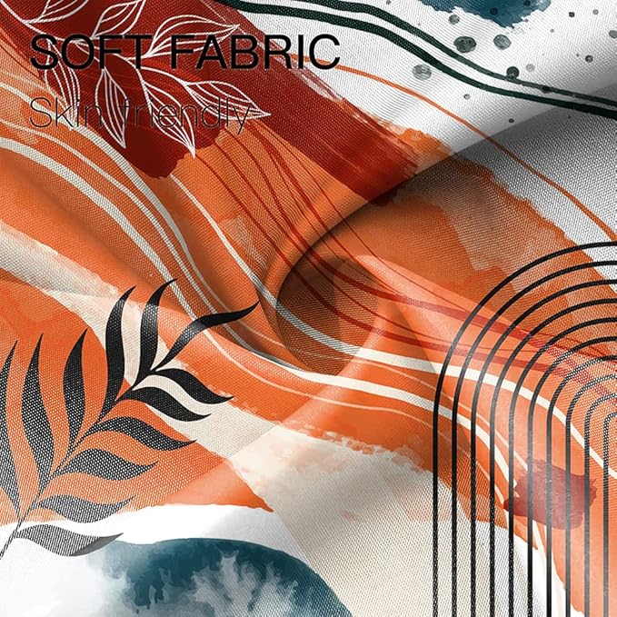 Mid Century Boho Shower Curtain 60Wx72H Eucalyptus Leaves Coral Color Pattern Shower Curtains Modern Minimalist Aesthetic Art Fabric Waterproof for Bathroom Decor 12 Plastic Hooks