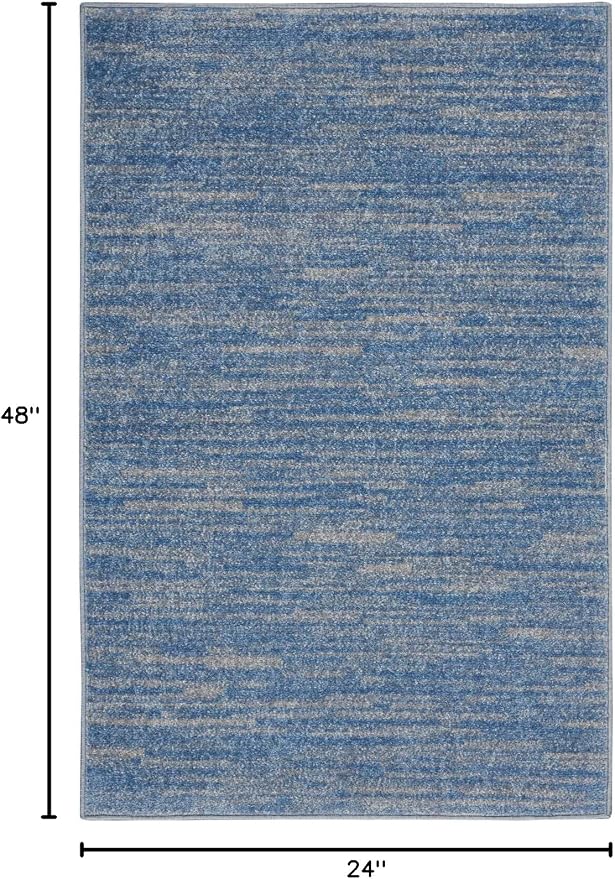 Nourison Home Nourison Essentials Blue Grey 2' x 4' Area Rug - Easy Clean, Non Shedding, Bed Room, Living Room, Dining Room, Kitchen (2' x 4')