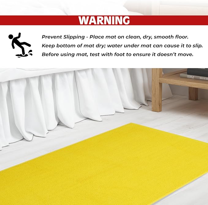 Cotton Paradise 100% Cotton Turkish Bathmat Rug, Soft Absorbent Quick Dry Non Slip, 17x24 Bathmat Rug, Yellow