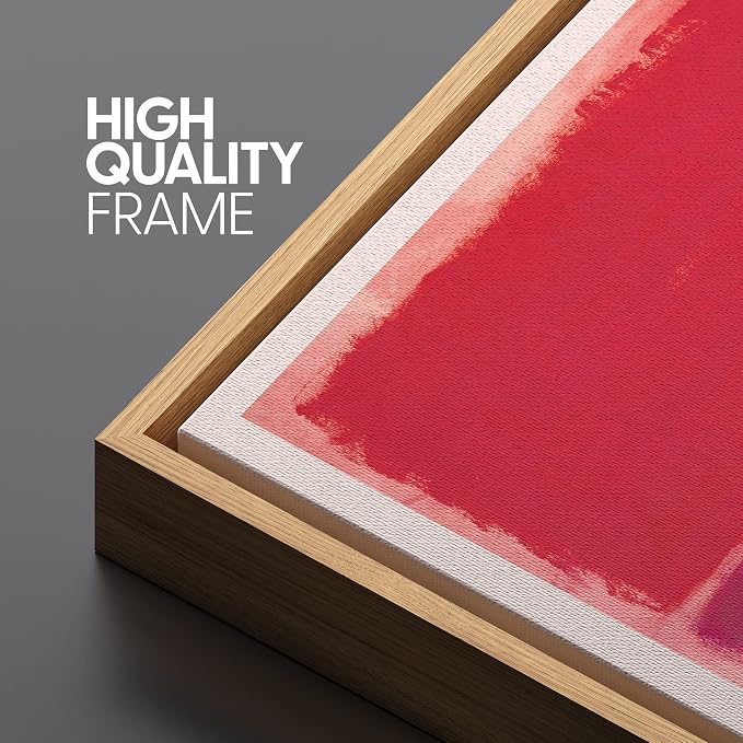 SIGNLEADER Framed Canvas Print Wall Art Mark Rothko Red Mid-Century Blocks Abstract Shapes Illustrations Fine Art Contemporary Relax/Calm Colorful for Living Room, Bedroom, Office - 24"x36" Natural
