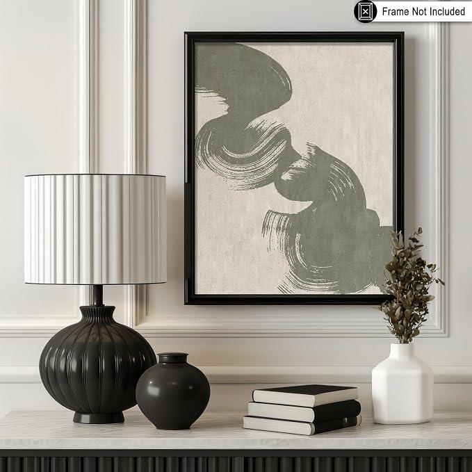 Poster Master Brush Strokes Poster - Painted Swirl Print - Paint Strokes Art - Drawing Illustration - Sketch Design - Abstract Painting - Office or Bedroom Decor - 18x24 UNFRAMED Wall Decor