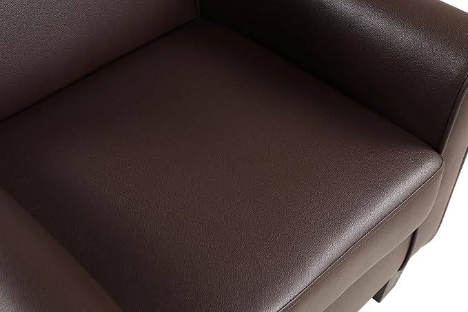 Modern Faux Leather Accent Chair, Upholstered Living Room Armchairs, Comfy Winged Arm Single Sofa Chair for Bedrom, Apartment, Office, Espresso