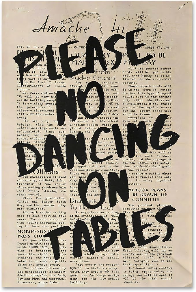 Haruhiart Retro Poster, 16x24in Wall Art, Vintage Newspaper Print with Funny Quotes, Black Ink on Canvas, Unframed, Modern Home Decor, Gift for Family and Friends