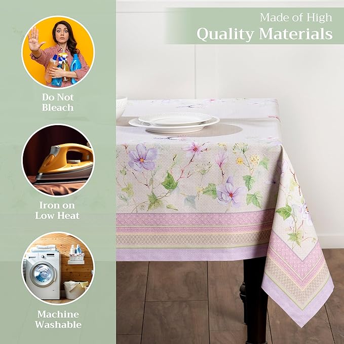 Maison d' Hermine Table Cloth Rectangle Table 100% Cotton 60 x 120 Inches Tablecloth Reusable Decorative for Dining Room Farmhouse Home Valentines Day Decorations Spring Summer - Magnolia Mornings