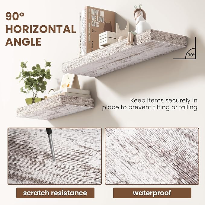55 Inch Floating Shelves for Wall 1 Pack, 55" Wall Shelves for Books, Storage, Decor, Wall Mounted Floating Shelf with Invisible Brackets for Kitchen, Living Room, Rustic