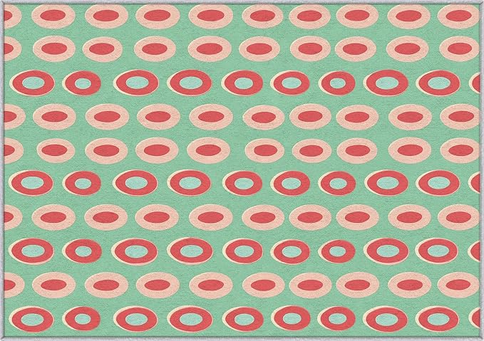 Mid Century Modern Rugs 6x9, Geometric Retro Washable 6 x 9 Area Rug for Living Room, Bedroom, Low Pile Non Slip Stain Resistant Carpet, Mid Century Home Decor Accessories & M923