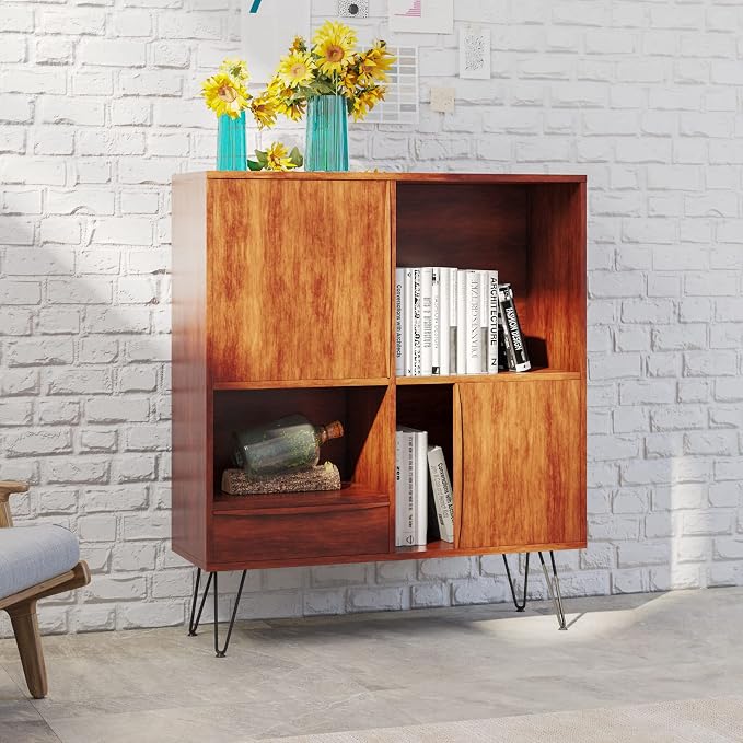 SMARTSTANDARD 9 Inch Heavy Duty Hairpin Furniture Legs, Metal Home DIY Projects for TV Stand, Sofa, Dresser with Rubber Floor Protectors Black 4PCS