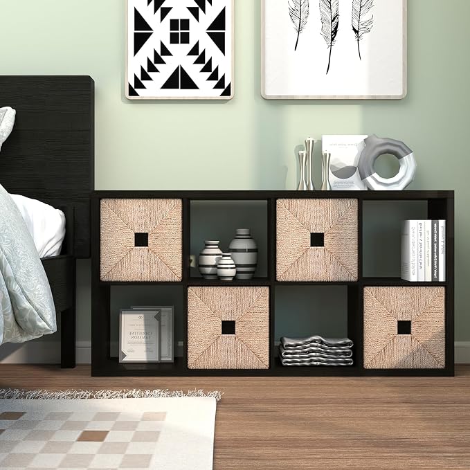 CTESNE【2026 Wooden Thick Frame 8 Cube Storage Organizer Shelf with Anti-Tipping Kits + Reversible Open Back Bookcase, Horizontal and Vertical Dual-use（Chocolate,11inch）