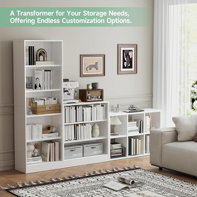 IRONMIX Metal 6 Cube Storage Organizer with 2 Storage Basket, White Short Bookshelf with Storage, 2-Tier Horizontal Bookshelf Cube Shelf for Home Office, Library, Classroom (White, 1037 with Basket)