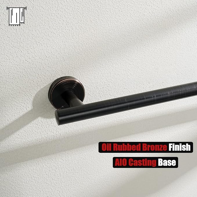 JQK Towel Bar Oil Rubbed Bronze, 19 Inch 304 Stainless Steel Thicken 0.8mm Towel Rack Bathroom, ORB Towel Holder Wall Mount, Useable Length 16 Inch TB110L16-ORB