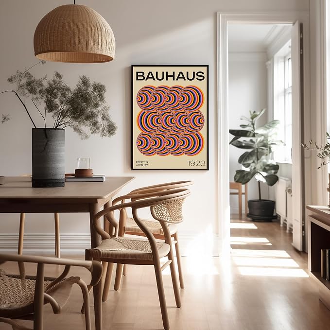 Poster Master Bauhaus Poster - Abstract Spiral Print - Geometric ART - Rainbow ART - Psychedelic Style - Chic Boho - Mid Century Modern - Living Room or Bedroom Decor - 18x24 UNFRAMED Wall Decor