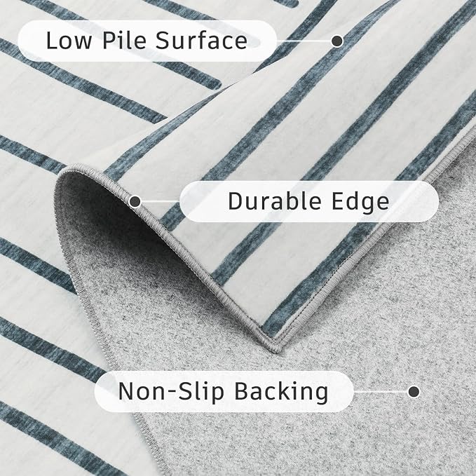 DCX Abstract Machine Washable 5x7 Rug, Gray Modern Accent Rug for Living Room, Soft Low Pile Non Slip Carpet, Kid & Pet Friendly Stain Resistant Rug for Bedroom Dining Room Office