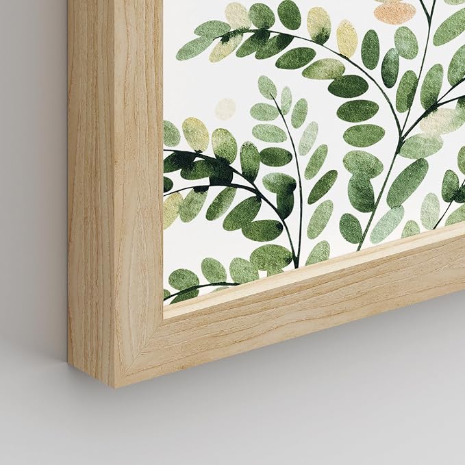 SIGNWIN Framed Green Pastel Forest Fern Leaf Wall Art, Set of 4 Collage Nature Garden Wall Decor Prints, Nature Wilderness Wall D¨¦cor for Living Room, Bedroom - 12"x16" Natural
