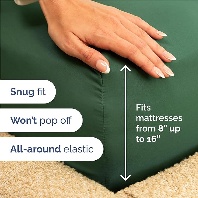 Split King Size 5 Piece Sheet Set - Comfy Breathable & Cooling Sheets - Hotel Luxury Bed Sheets for Women & Men - Deep Pockets, Easy-Fit, Soft & Wrinkle Free Sheets - Emerald Green Oeko-Tex Bed Sheets