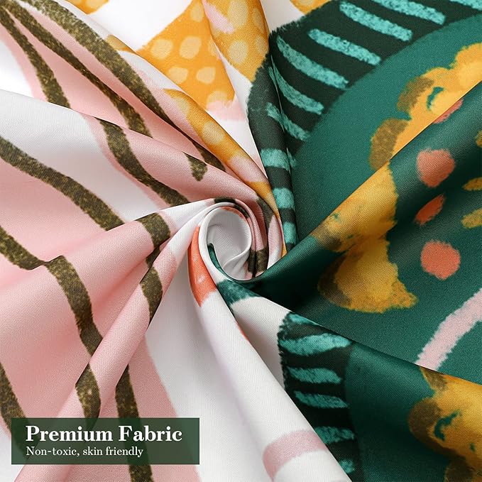 MitoVilla Boho Floral Long Shower Curtain Set 72 x 78, Flower Fabric Shower Curtains 78 inch Long for Chic Rustic Bathroom Decor, Vintage Bathroom Shower Curtain with Tropical Leaves