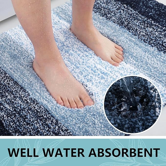 Arotive Microfiber Bathroom Rugs, Shaggy Soft and Absorbent Bath Rug, Non-Slip, Thick Plush Machine Washable Dry Bath Mats for Bathroom, Tub and Shower, 24x24, Dark Blue, Round