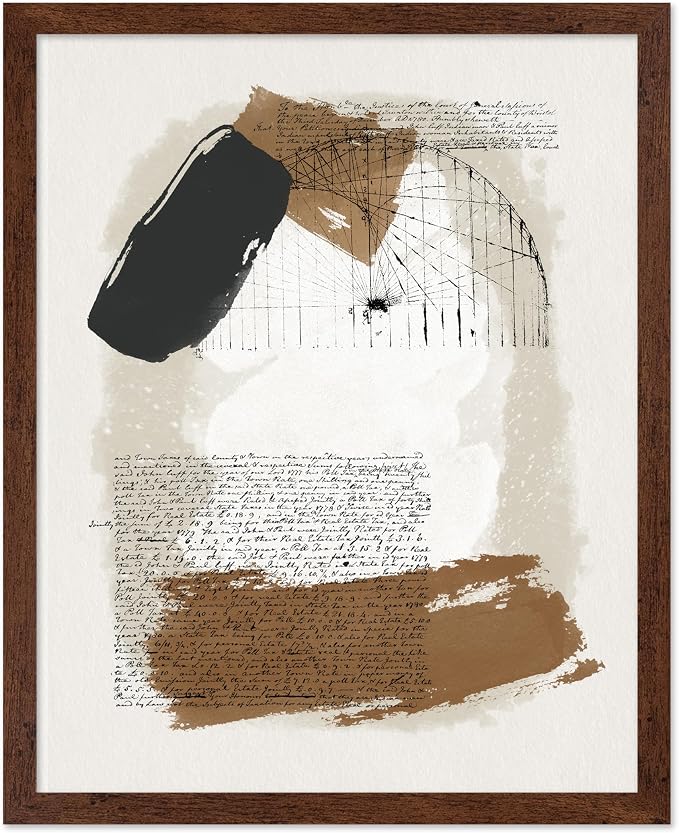 Poster Master Abstract Written Message Poster - Watercolor Print - Note Art - Chic Boho Design - Abstract Illustration - Great Bedroom or Living Room Decor - 16x20 Brown Framed