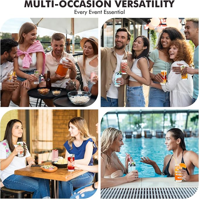 Highball Glasses Set of 6,13oz Clear Drinking Glass Cups for Mixed Drink Cocktail, Beer, Mojito, Water and Juice, Thick Tall Crystal Glassware for Kitchen, Restaurant, Home Bar and Parties