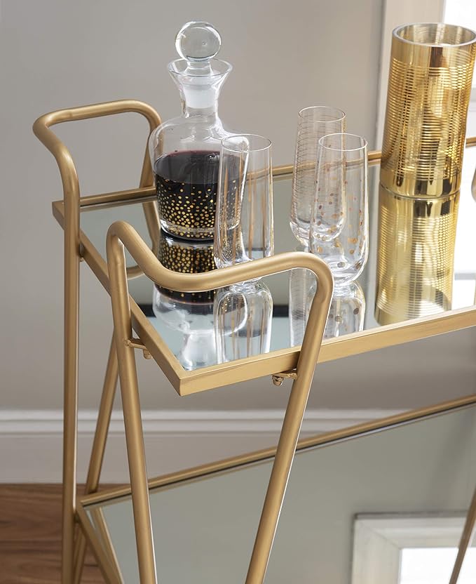 Linon Gina Mid-Century Bar Cart, Gold