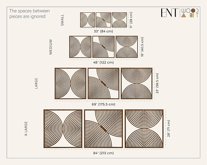 Ent Wood Art Mid Century Modern Wall Art Boho, Set of 3 Wooden Mid Century Wall Art, Wood Home Gift