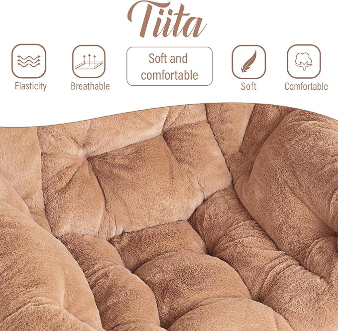 Tiita Modern Large Accent Lounge Chair with Ottoman, Leisure Sofa Armchair with Footrest, Reading Chair for Bedroom, Living Room, Dorm Rooms, Garden and Courtyard